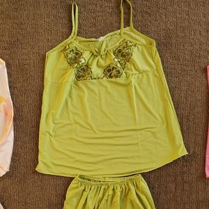 Electric chartreuse green Vietnamese silk pajama